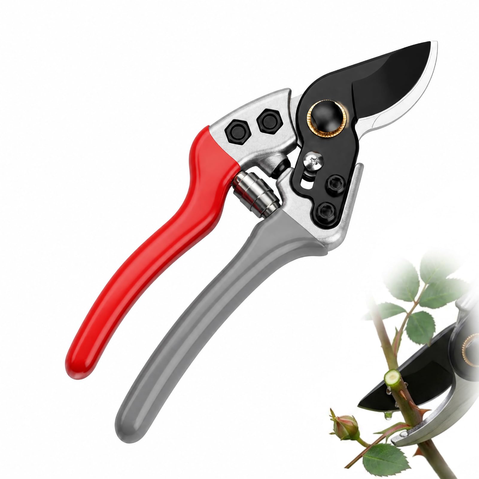 SK-5 Steel Garden Secateurs Heavy Duty, Premium Black Bypass Pruners for Gardening, Ergonomic Anti-Slip Handle Garden Tools for Tree Branches and Plant Care