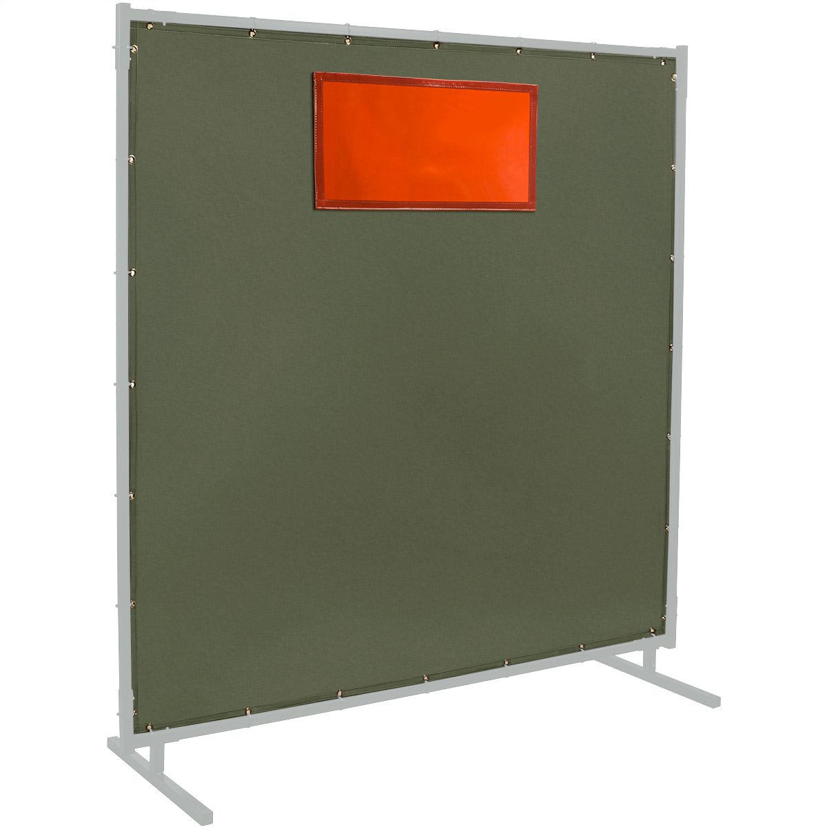 Steiner 301-338F-6X8 Cotton Canvas Duck Protect-O-Screen HD Replacement 12-Ounce Curtain with 14 Mil ArcView Orange Window and Cover Flap, Olive Green, 6' x 8'