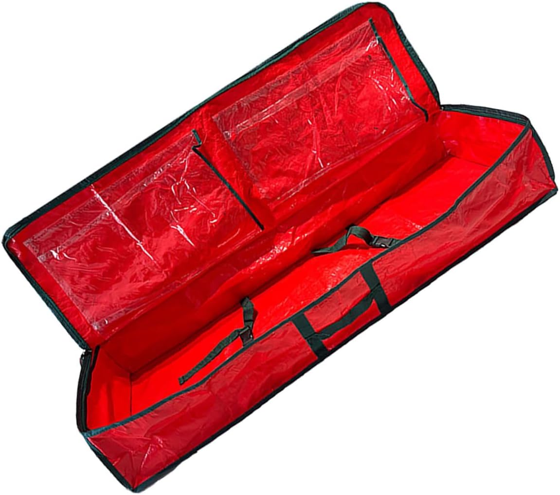 Large Christmas Tree Storage Bag with Zipper and Handles Waterproof Red Tree Organizer Tote 120x36x13cm for Holiday Decor Carrying