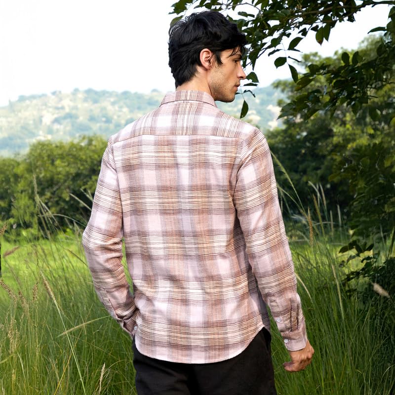 Image of CAHOOT Men's Bisque Shirt Casual Wear | Spread Collar | Long Sleeve | Button Closure | Shirt Crafted with Comfort Fit for Everyday Wear