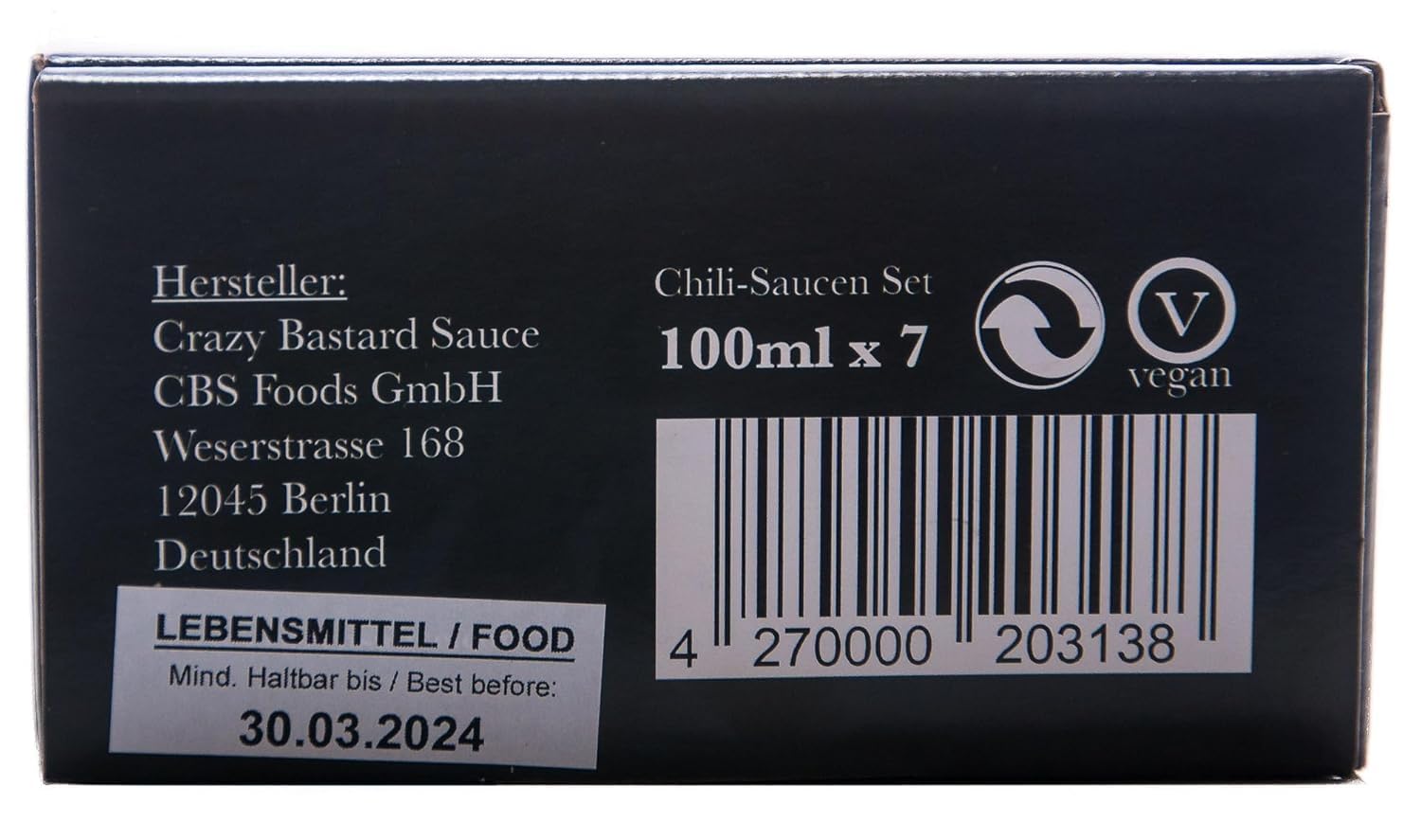 Crazy B Sauce - 7er Bundle mild to extremely hot chilli sauce (7 x 100ml bottle) - Set de regalo para los amantes de la barbacoa y el chilii