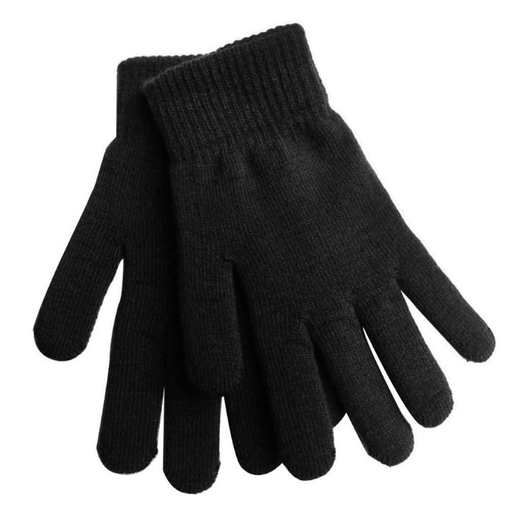 Women Men Winter Knit Thick Full Finger Gloves Solid Color Plush Lining Outdoor Windproof Thermal Mittens Hand Warmer