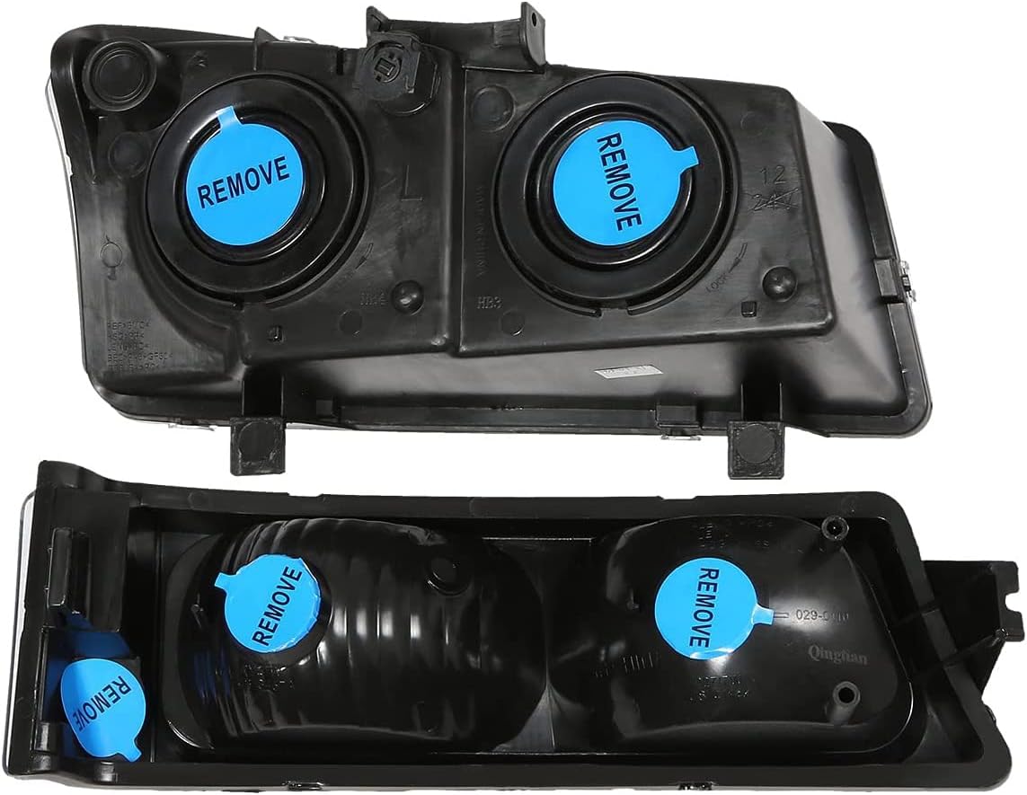 Headlight Assembly w/ Tail Lights Set Compatible with 2003 2004 2005 2006 Chevy Silverado 1500 2500 3500, Black Housing Headlamp Bumper Turn Signal Lights w/ Red Taillights Rear Brake Lamp