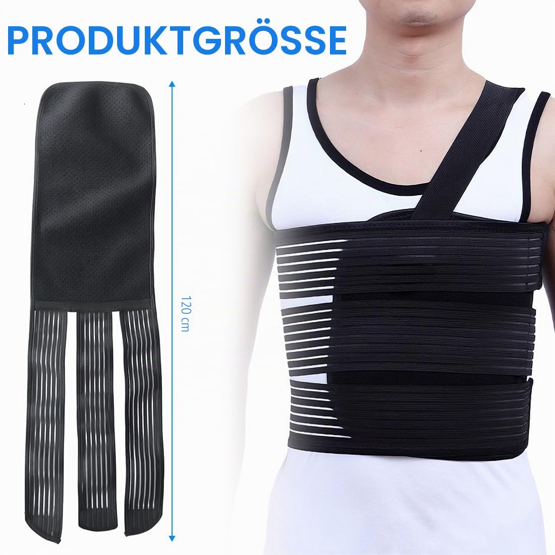 Gebrochene Rippenbandage Elastischer Rippengürtel Rippenbandag Schwarz rippenbandage damen herren Rippengurt Atmungsaktiver Ripp-Brustbandage zum Schutz der Rippen