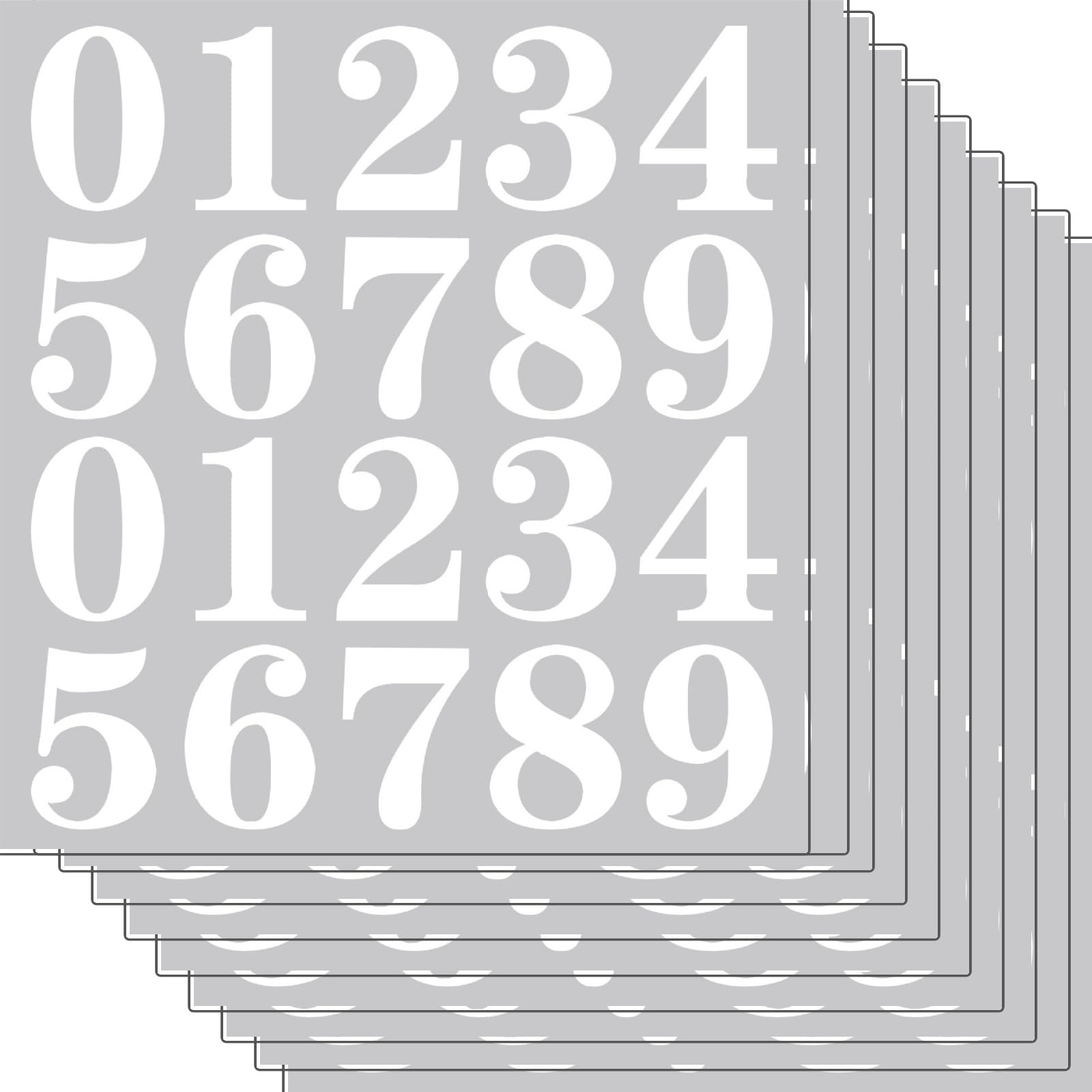 10 Sheets 2 Inch Waterproof Number Stickers, Self Adhesive 0-9 Vinyl Numbers for Mailbox, Door, Garbage Bins, Outdoor, House, Wheelie Bin, Organizing, Lockers, Signs, Storage (White)