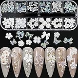 Flower Nail Art Charms Decoration 60pcs Glitter Butterfly Flower Nail Glitter Decals Stickers Design...