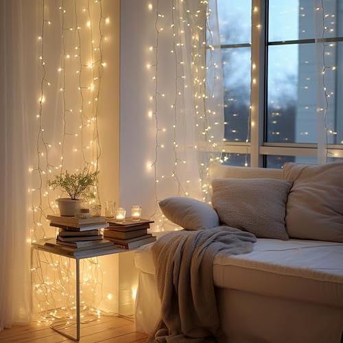 Miniatura 3 de Holiday Joy - 100 luces de Navidad blancas cálidas, mini luces incandescentes transparentes en cable blanco, cadena de luces de árbol de Navidad