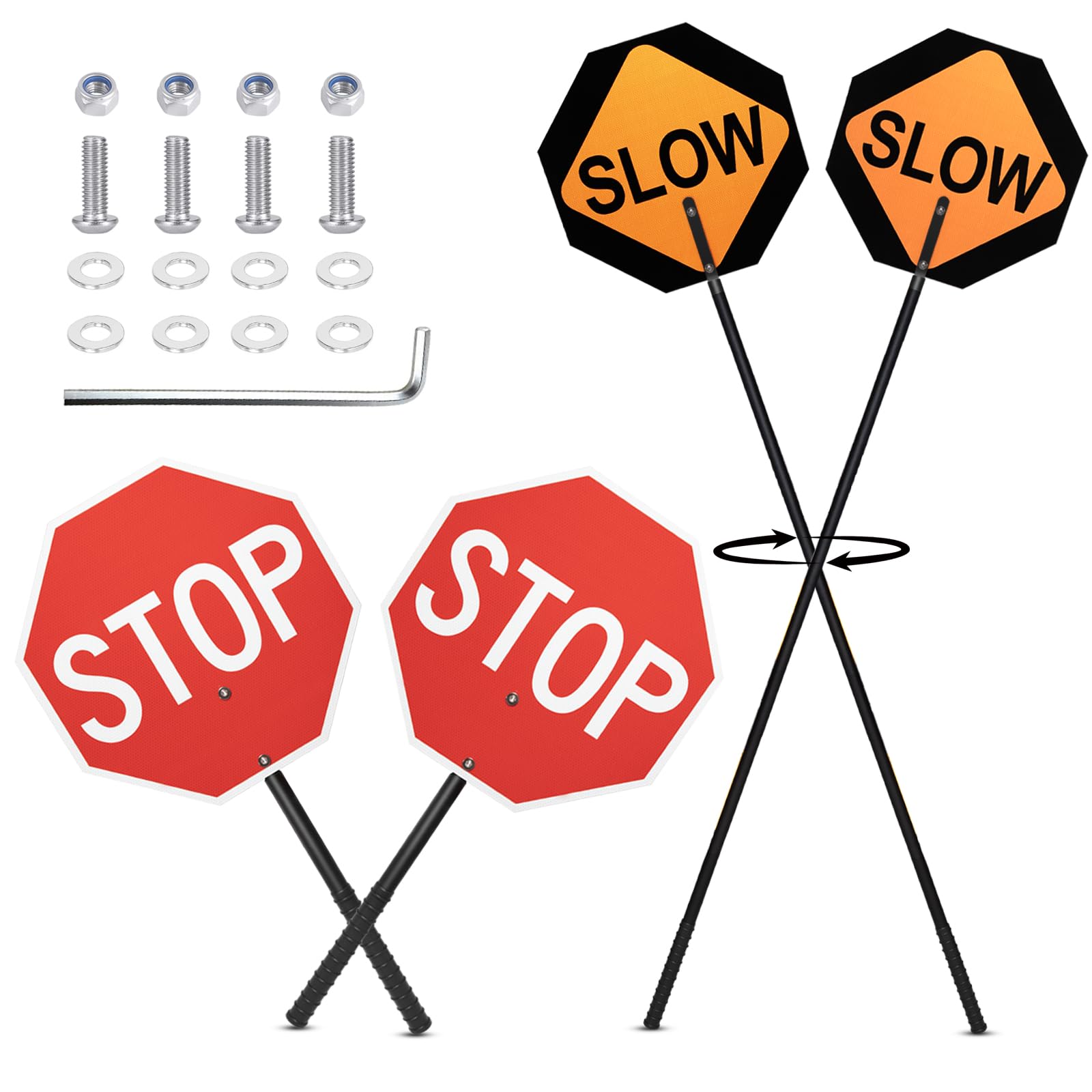 Reflektierende Schilder "Stop Slow Paddles", 45,7 x 45,7 cm, 2 Stück