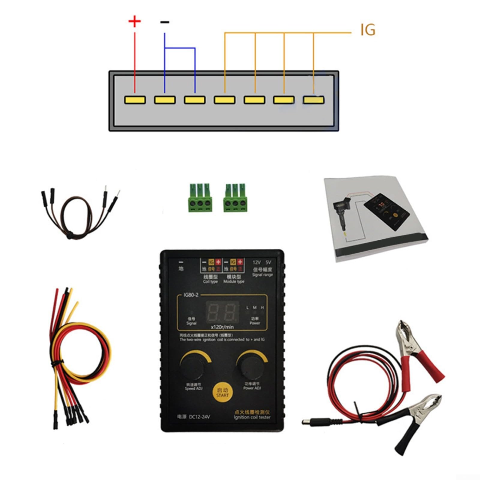 IG80-2 Zündspulenprüfgerät Für Kfz 12V/24V Erdgas Motor Diagnose Tester Einstellbar