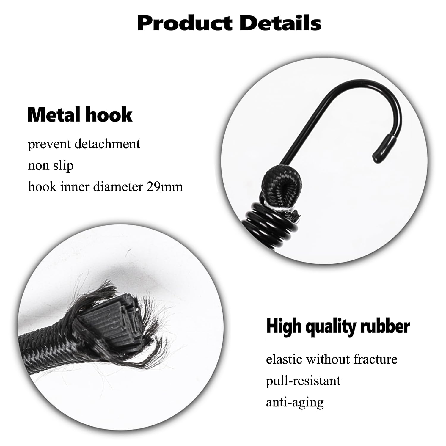 4PCS Bungee Cord With Hooks, 60cm/23.62" Heavy Duty Elastic Bungee Straps - Image 3