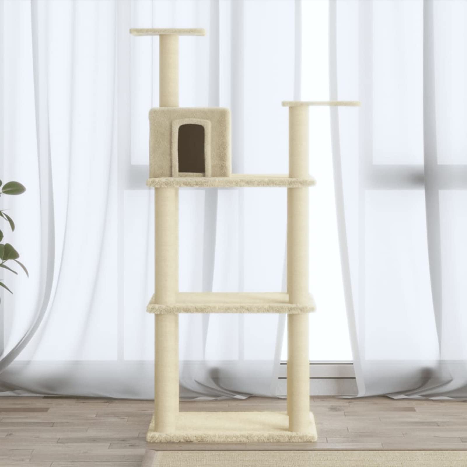 Rascador para Gatos con Postes de sisal, XIAOGUANG Arbol para Gatos, Gatos Accesorios, Arranhador para Gatos, Arbol Rascador Gatos, Crema 119 cm