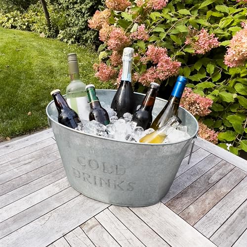 Seau à champagne Mind Reader en métal argenté résistant au style rustique chic
