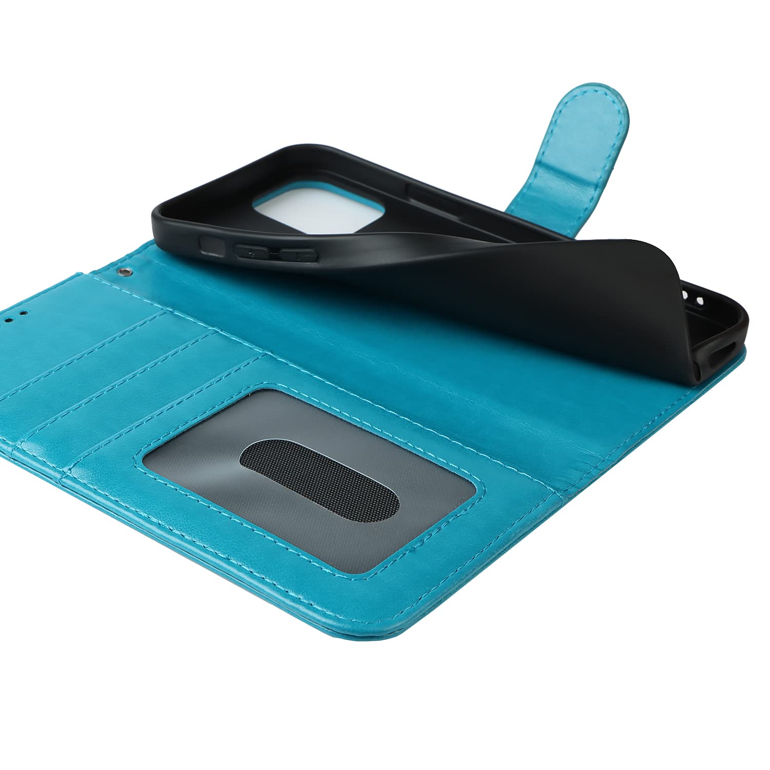 ELTEKER Handyhülle iPhone 12, iPhone 12 Pro Hülle, [3 Kartenfächer] [Magnet Verschluss] Leder Eleganter Prägung Schutzhülle Ledertasche Klapphülle Hülle für iPhone 12/12 Pro, Blau