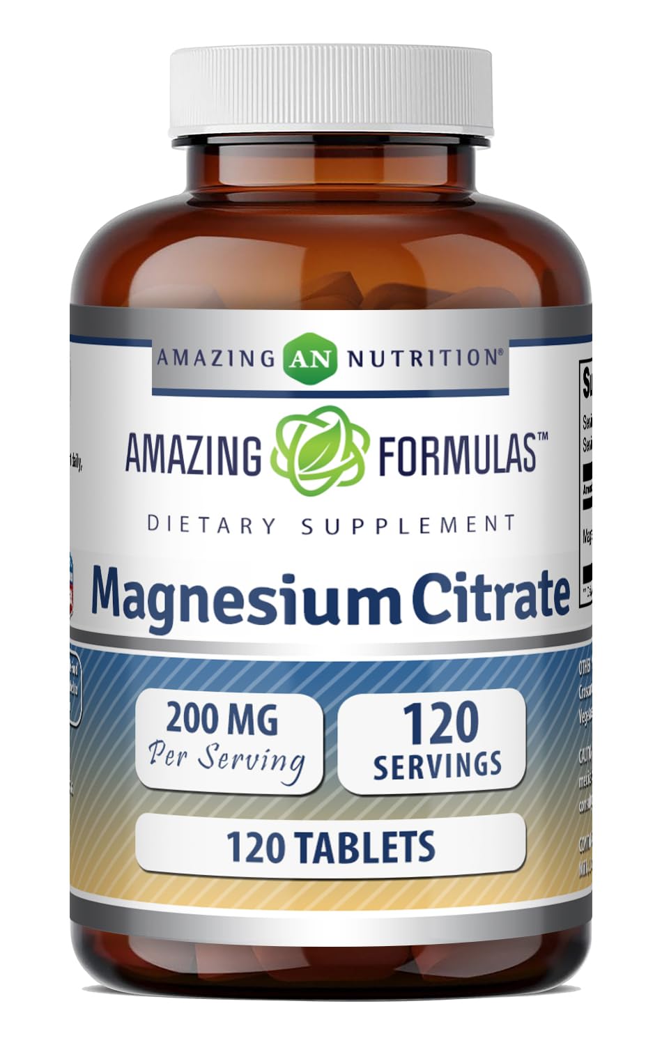 Amazing Formulas Magnesium Citrate | 200 Mg Tablets | Mineral Supplement | Non-GMO | Gluten Free | Made in USA (1 Pack, 120 Count) 120 Count 120 Count (Pack of 1)