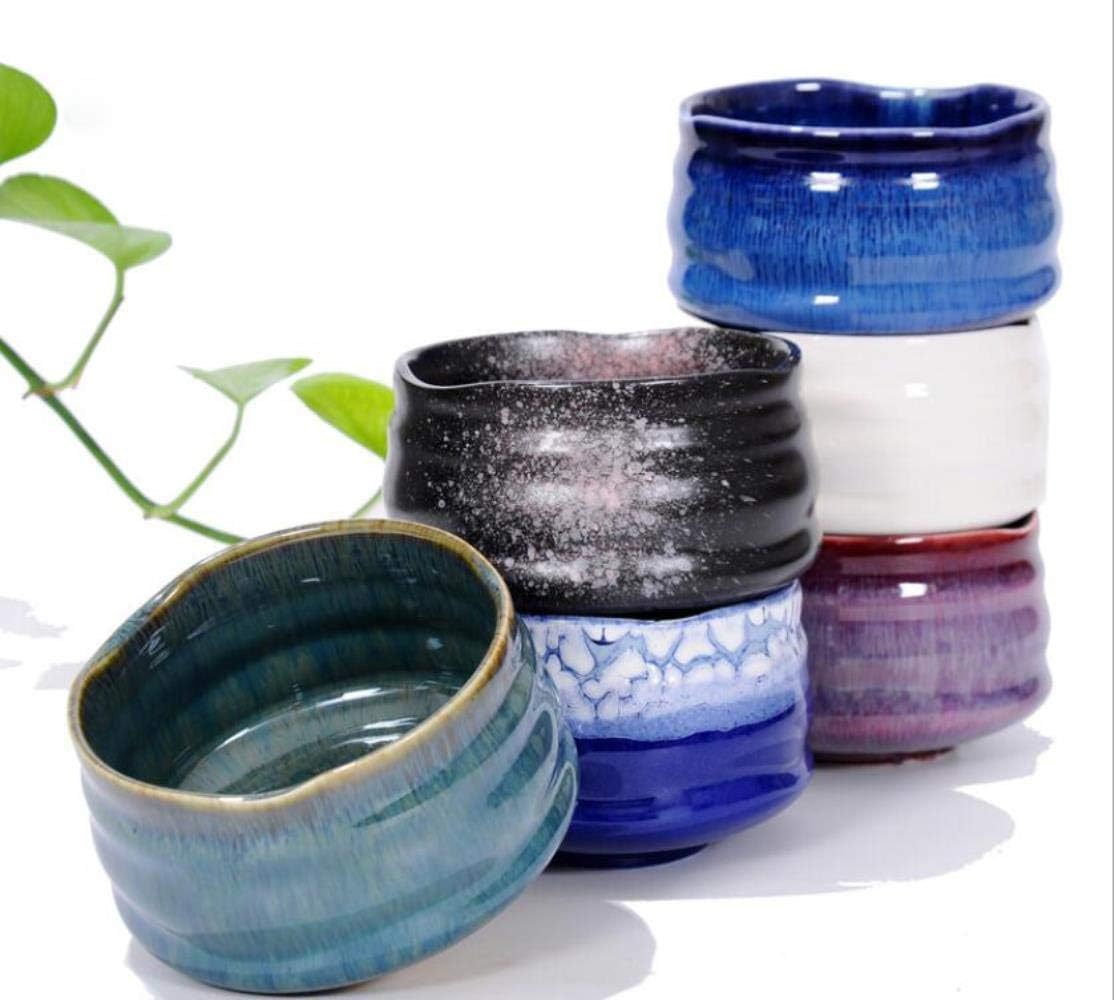 Matcha Bowl Japanese Matcha Tea Set 550ml Transmutation Japan Matcha Green Tea Ceramic Bowl Japanese Ceremony Chawan Cup,White (Blue)