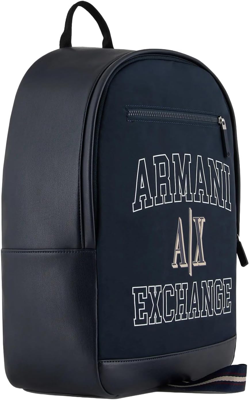 Armani Exchange A｜X Men's Large Campus Capsule AX Logo Backpack, Navy/Navy-Navy/Navy