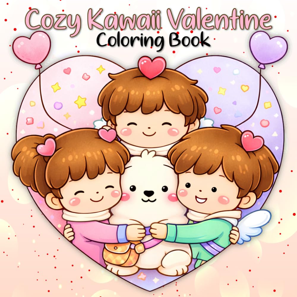Cozy Kawaii Valentine A Bold and Easy Coloring Book: Cute Valentine Coloring Book for Adults and Teens