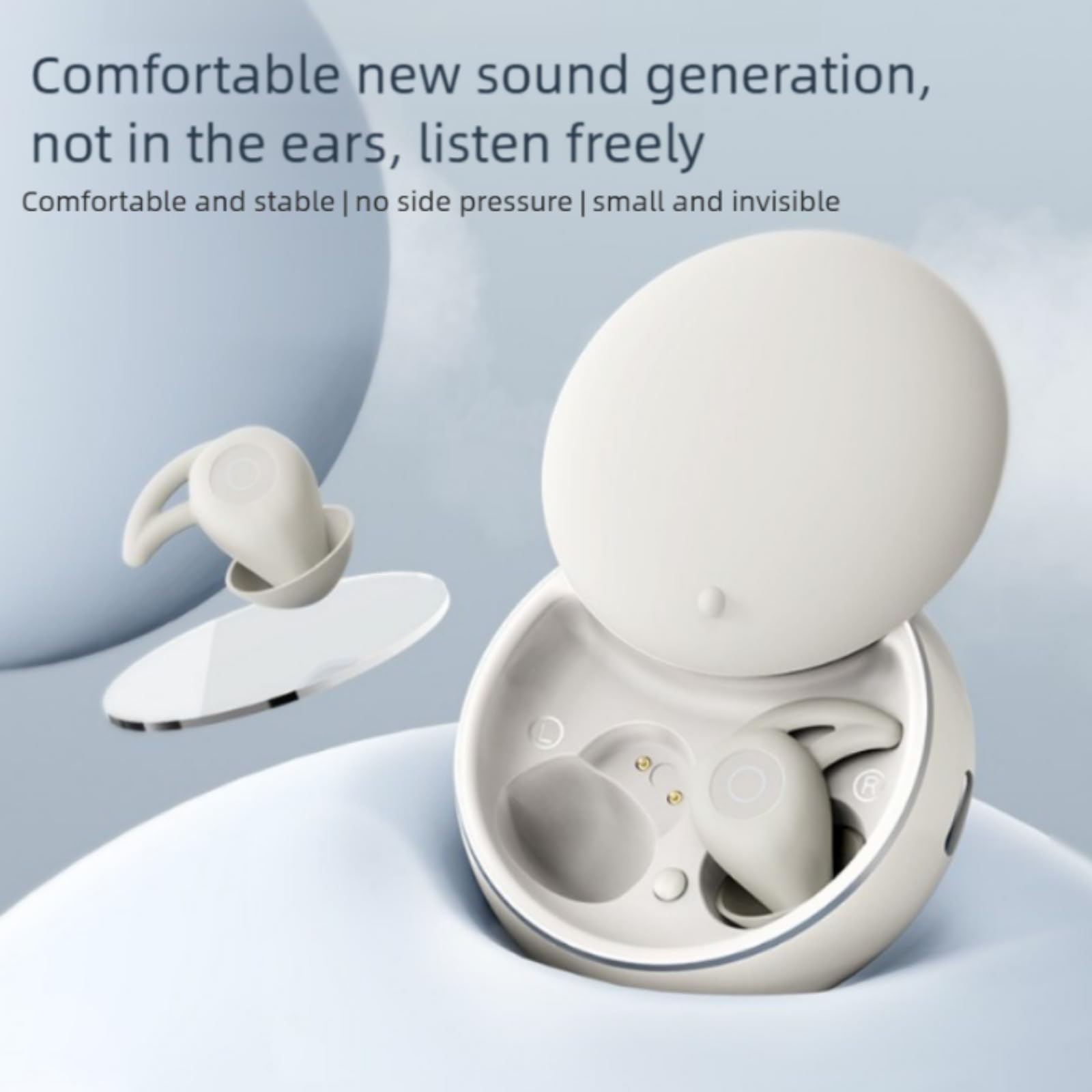 Artevive Bluetooth Moto Earbuds – Cómodos para Dormir, reducción de Ruido, batería Duradera (Blanco)