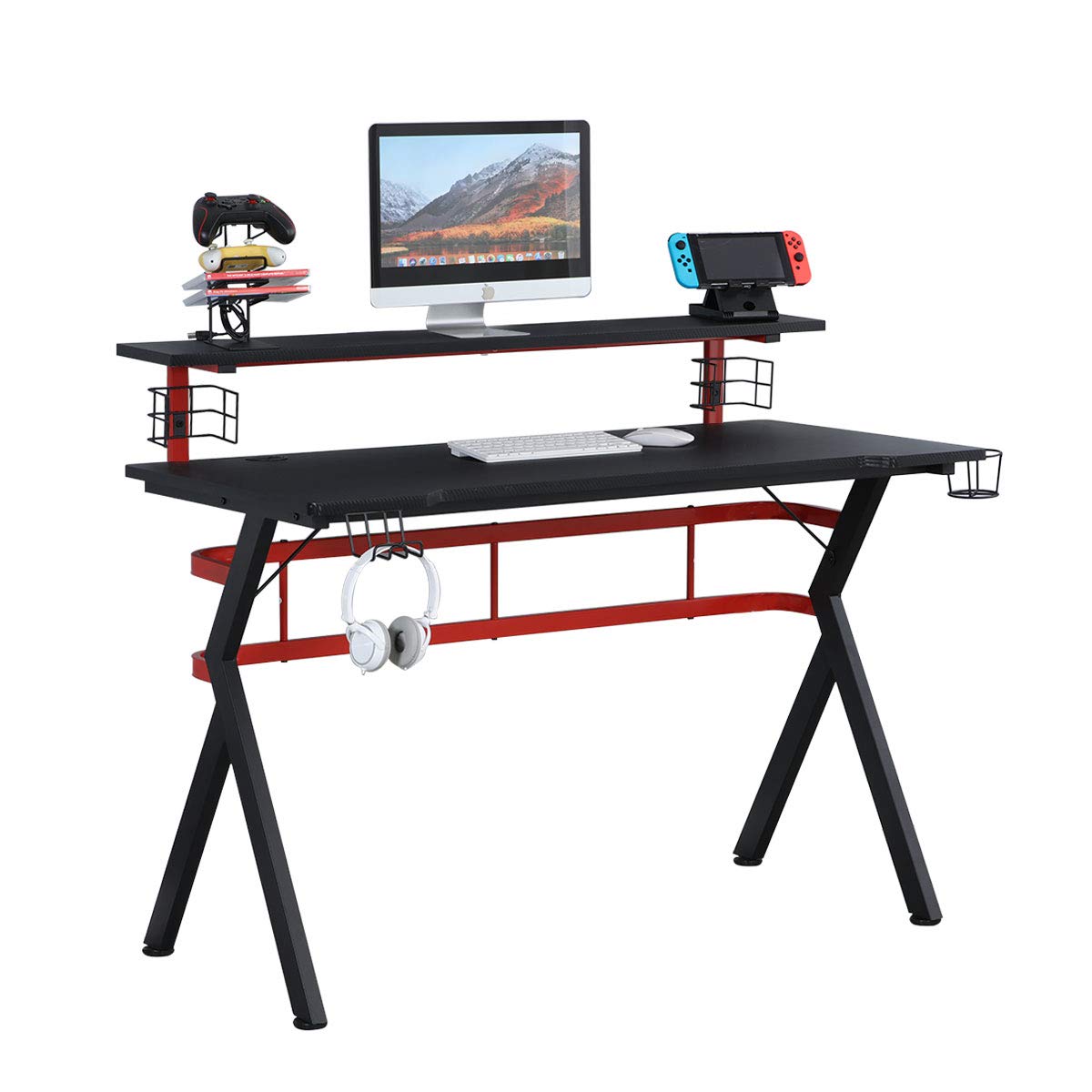 Gaming Computer Desk With Storage For Controller Headphone & Speaker at