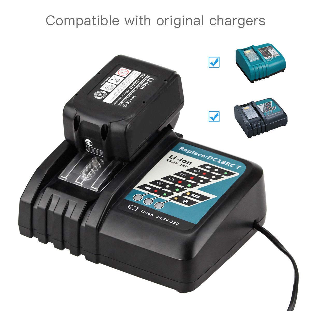 Makita BL1860B X 5 18V LXT Li-ion 6.0Ah Genuine Battery 197422-4 Pack - Foto 5