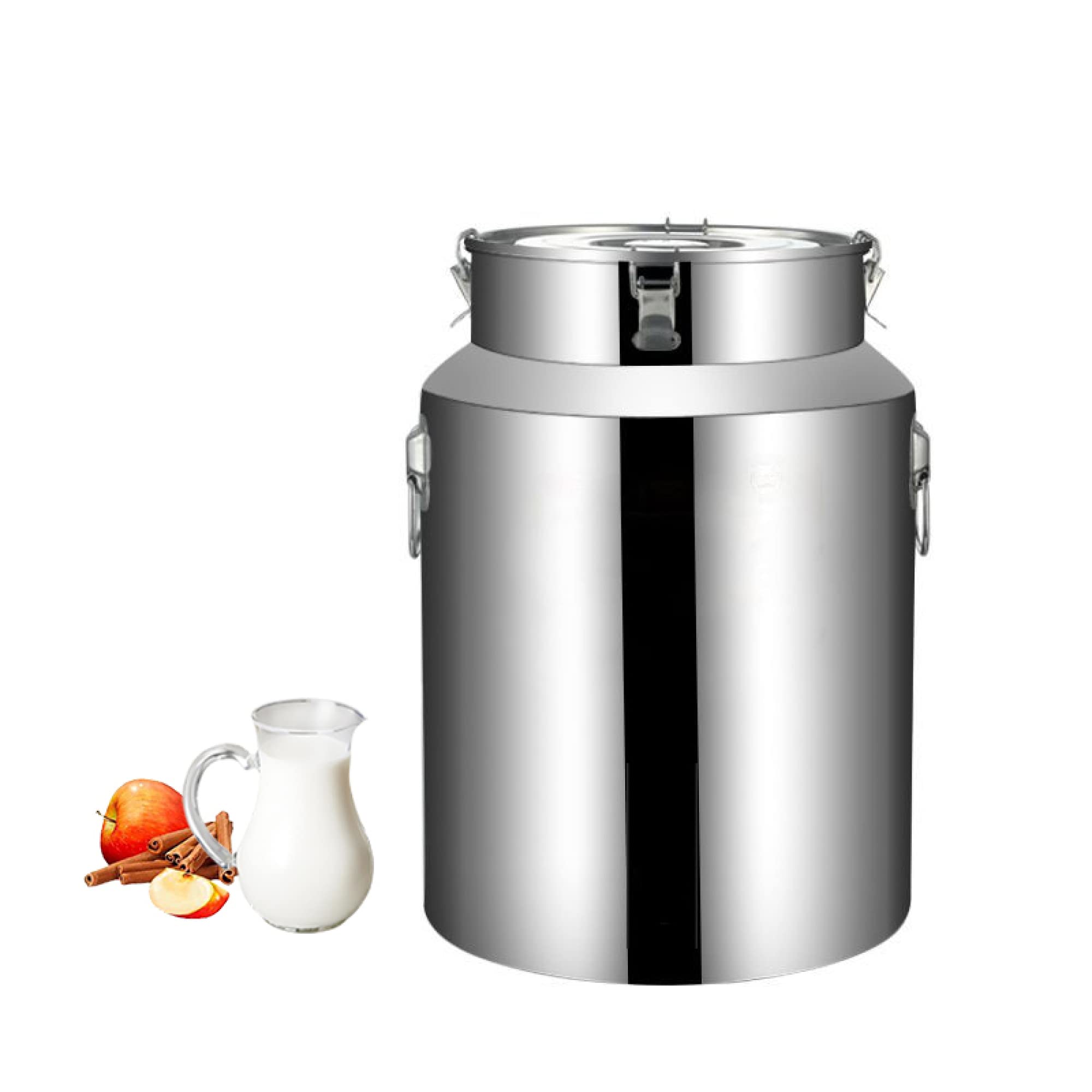 SaryEdge Milk Transport Cans - 5L/9L/14L Milk Bucket Pail Dairy Pot Tote Jug Milk Bottle Oil Barrel Tea Canister - Perfect for Boiling Milk, Sauce/Siliver,Sil,Siliver-5L