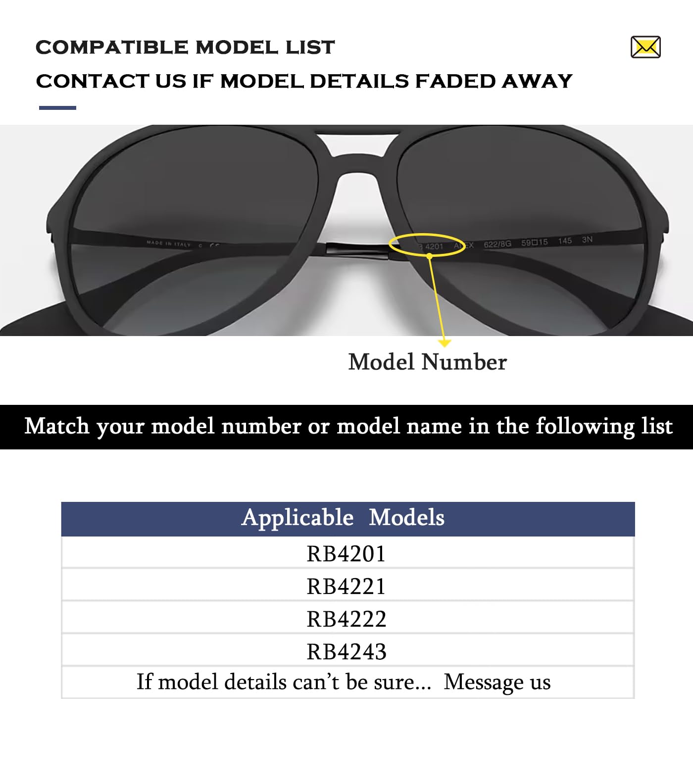 2 pary wymiennych rękawów zauszników do Ray-Ban RB4201 RB4221 RB4222 RB4243 ramka na okulary przeciwsłoneczne, czarne nauszniki