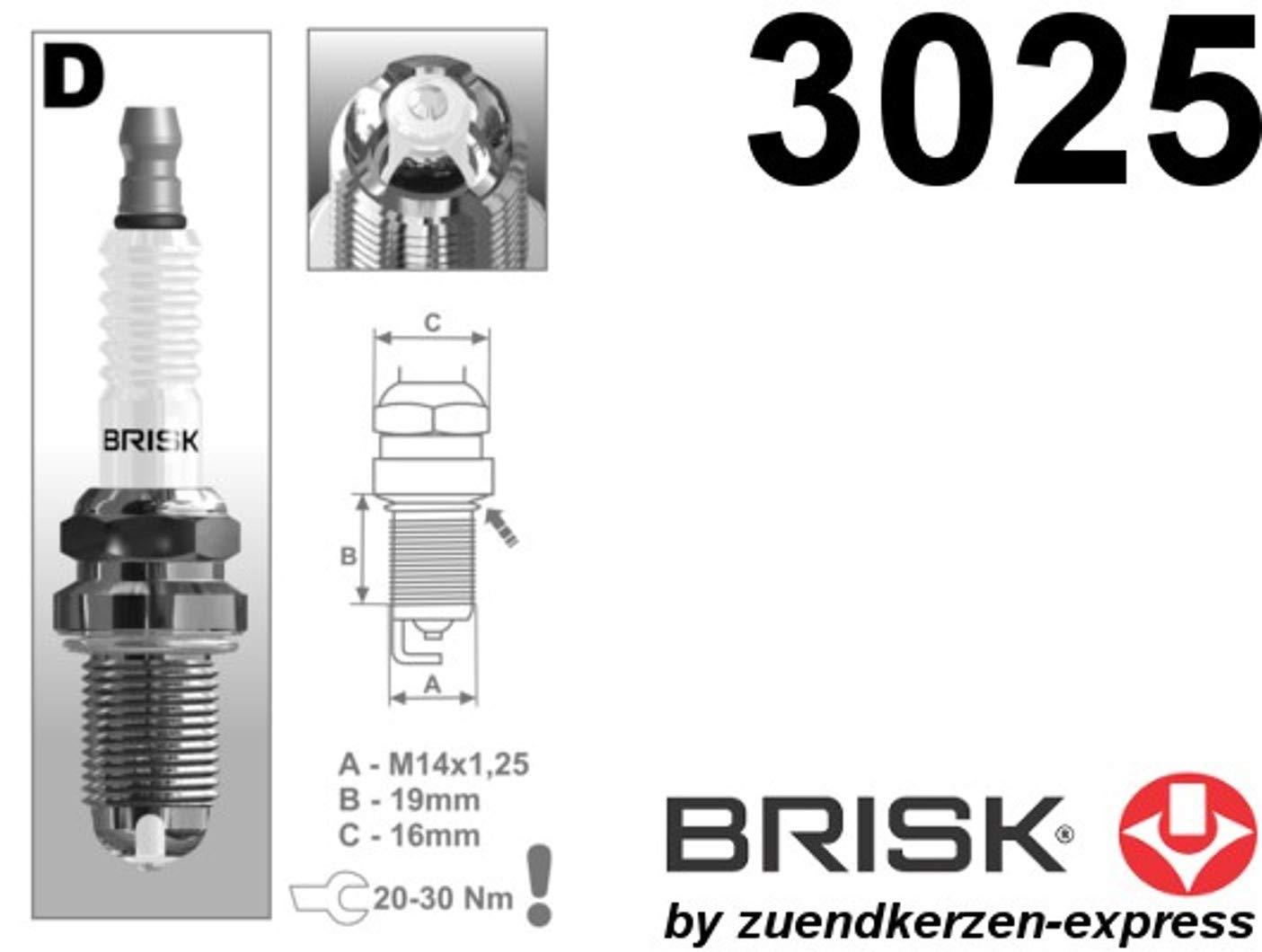 Brisk Premium Racing DOR14LGS 3025 Zündkerzen, 4 Stück