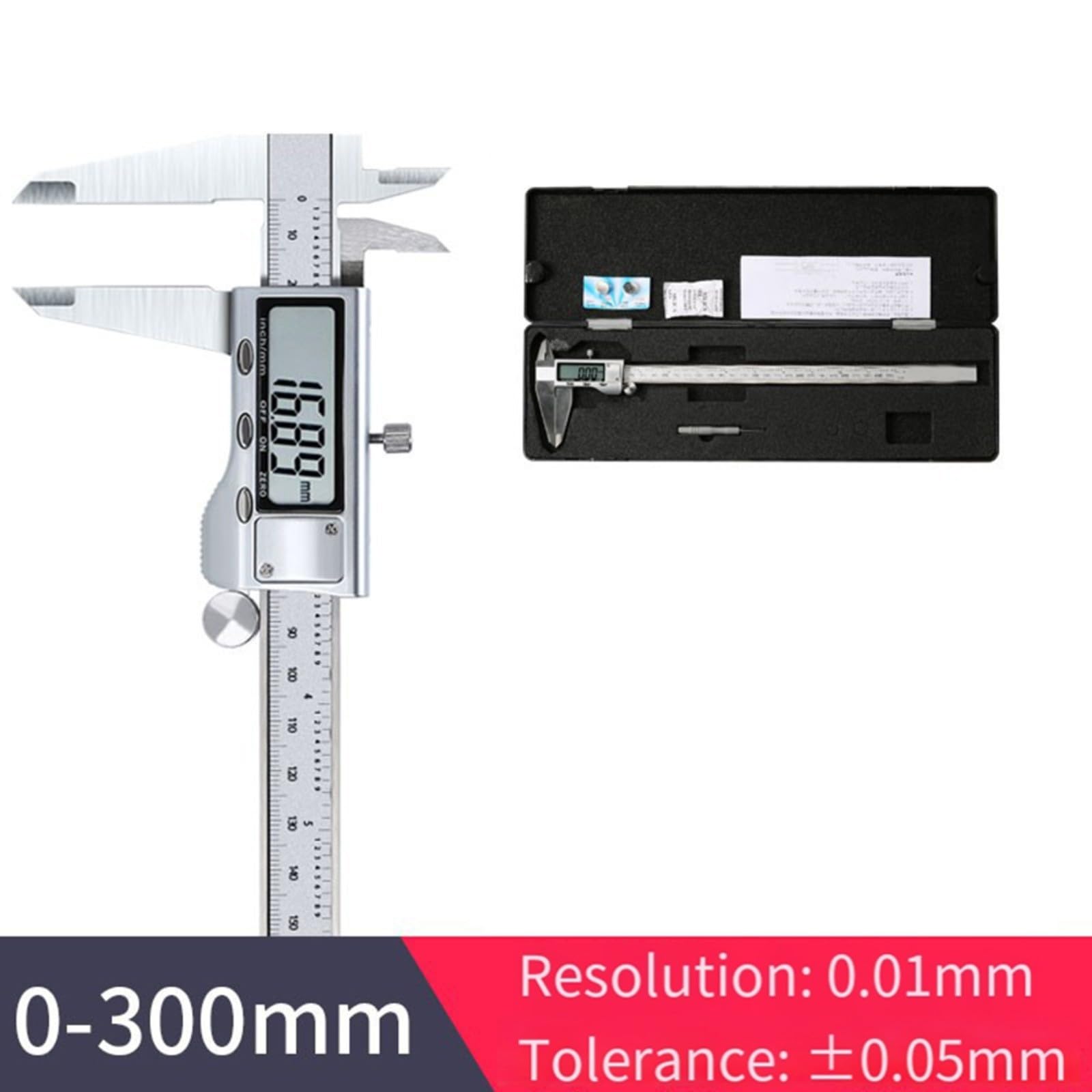 Calibre digital de acero inoxidable, pantalla electrónica precisa con precisión de 0,04 mm, ideal para trabajar metales y taller, 0-150 mm, duradero