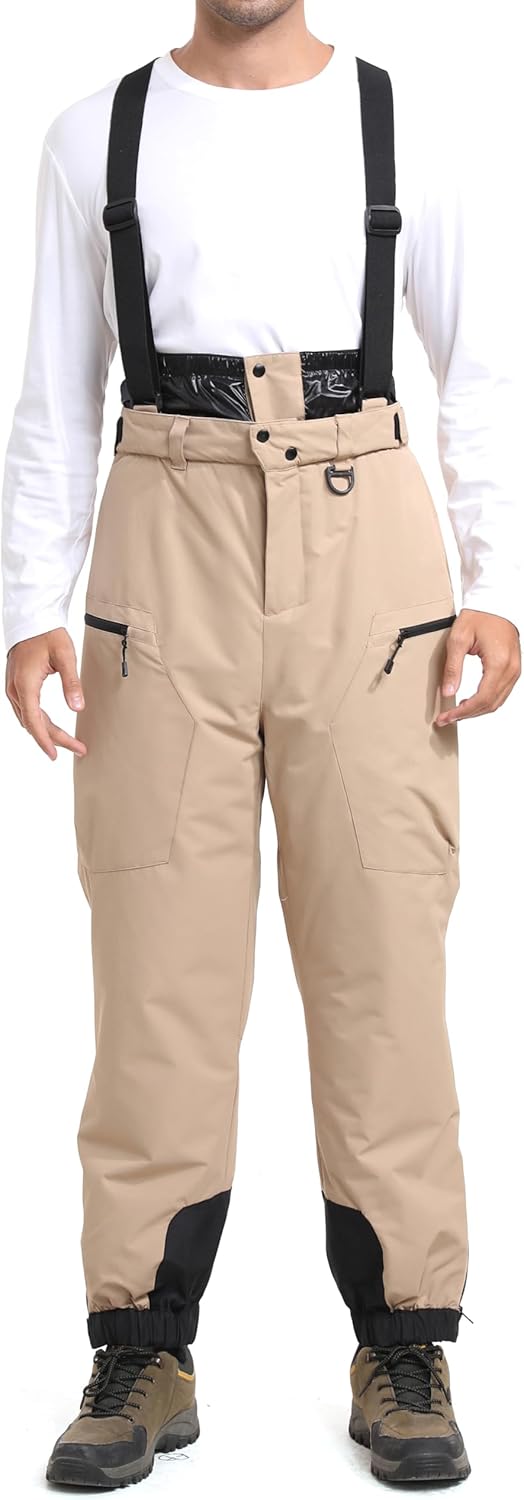 BenBoy Men's Snow Bibs Baggy Adjustable Suspender Ski Pants Waterproof Insulated Overalls Winter Snowboarding