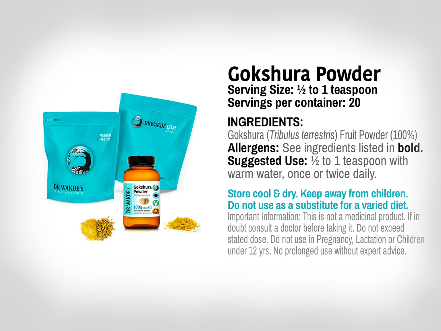 DR WAKDE'S® Gokshura Pulver (Tribulus terrestris) - 500g (1.1lb) I 100% Kräuter I Ayurvedische Nahrungsergänzung I KOSTENLOSER VERSAND auf mehrere I Mengenrabatt I Versand am selben Tag