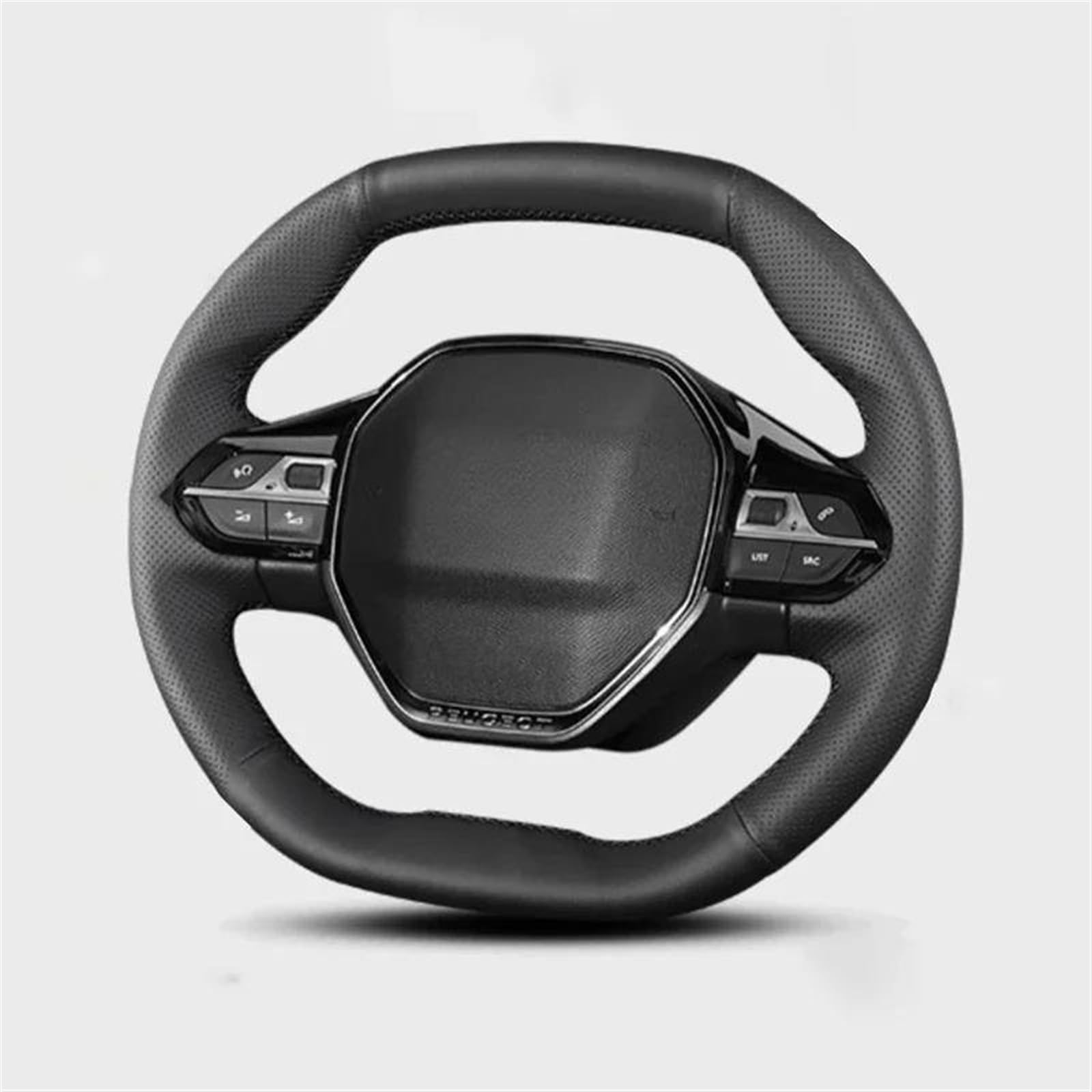 Tapa del Cubo del Volante Funda para Volante de Coche para Peugeot E-208 2020 508 208 3008 4008 5008 2016-2020 Funda de Volante de Cuero Cosida a Mano (Titanio)
