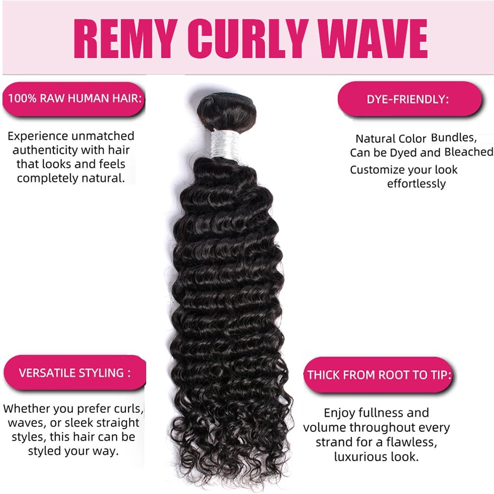 PERISMODA 20 22 24 Inch Deep Wave Bundles Human Hair Curly Wave Human Hair 3 Bundles 100% Unprocessed Brazilian Remy Hair Deep Curly Wave Bundles Natural Black Color - Image 4