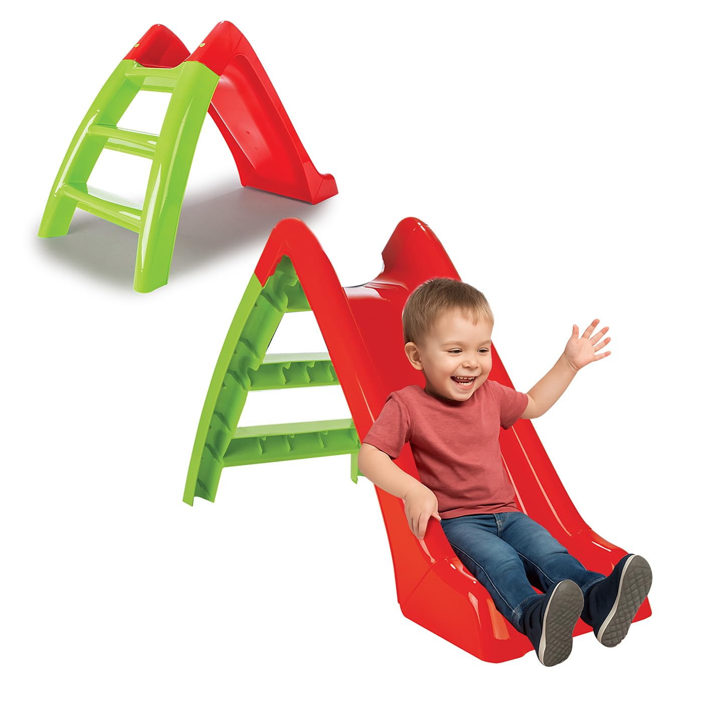 Jamara 460265 - Scivolo Happy Slide - Adatto per Interni ed Esterni, Rosso/Verde