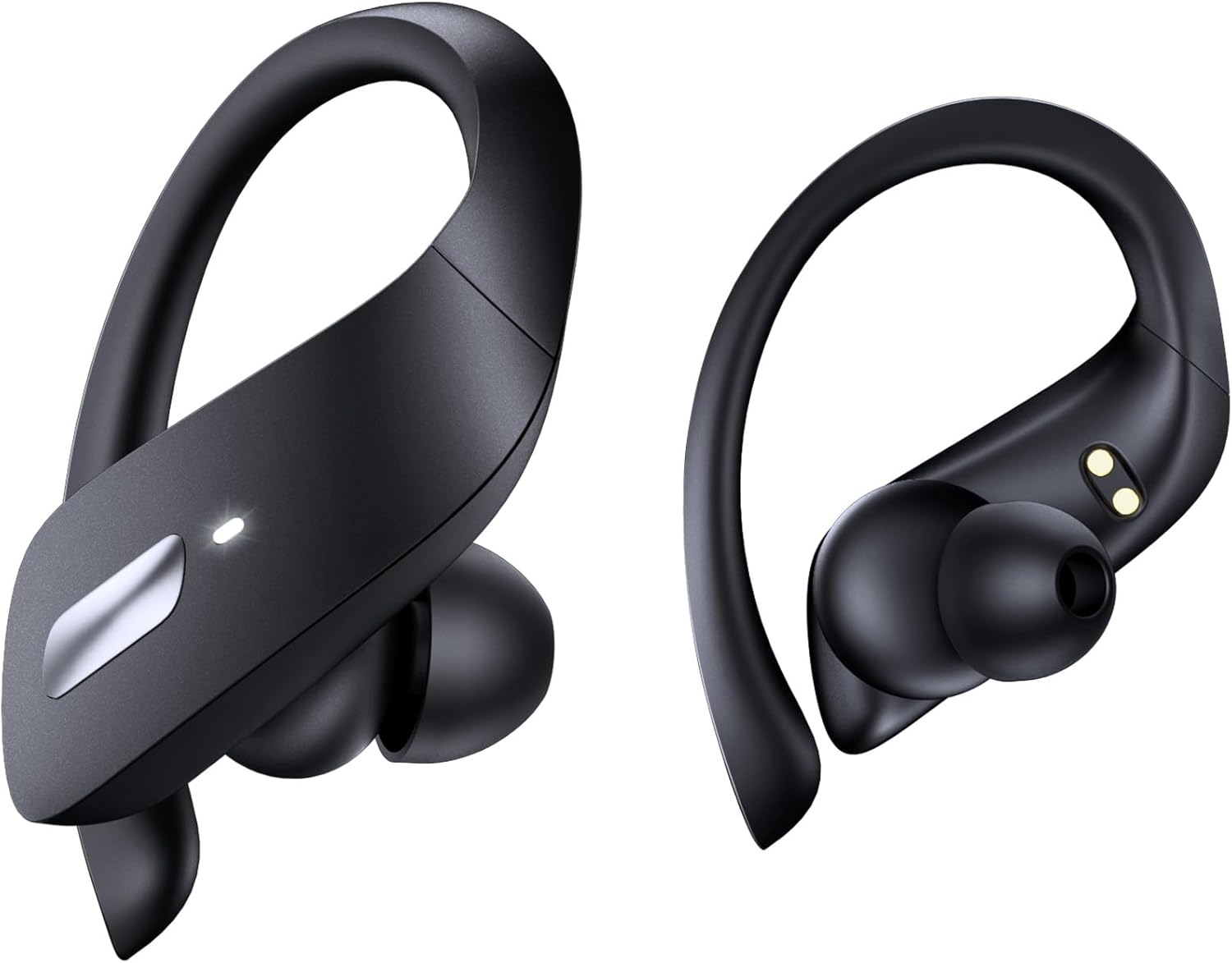 TAGRY Wireless Earbuds 80Hrs Playtime Bluetooth 5.3 Headphones IPX7 Waterproof Sports Ear Buds Stereo Bass Over-Ear Earphones with Earhooks and LED Power Display for Running Workout Fitness Black