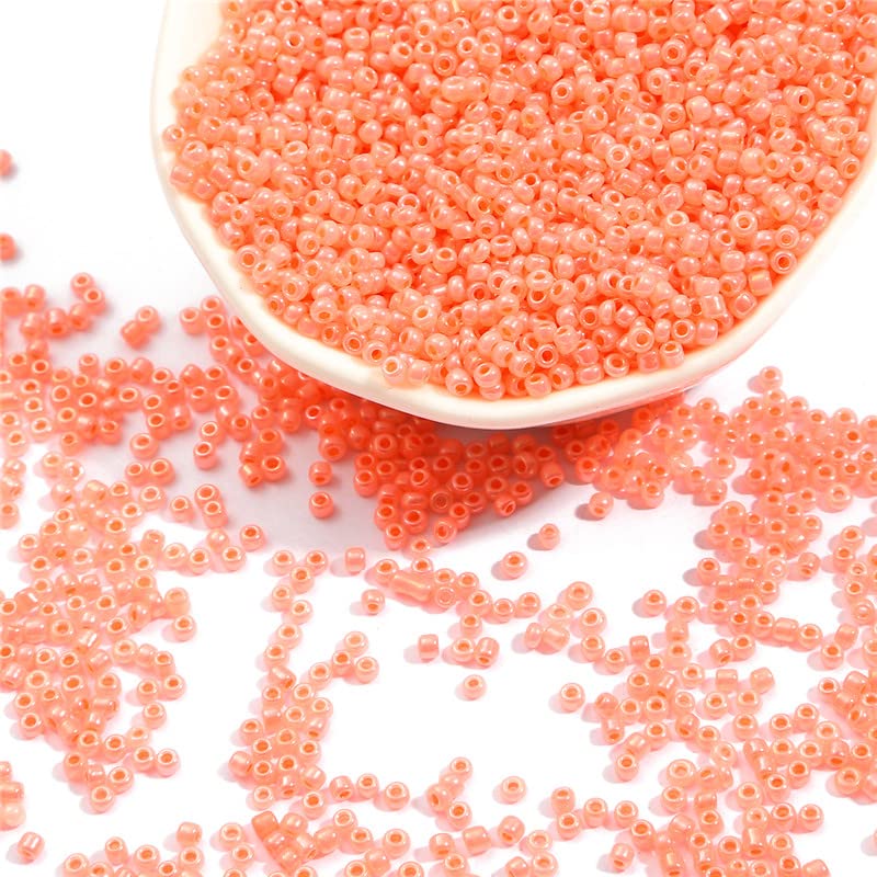 500-1000pcs 2/3mm Solid Color Crystal Beads Charm Glass Beads Seed Spacer Beads for Women DIY Earrings Clothing Sewing Decor - (Color: Orange Red/Item Diameter: 3mm 500pcs)