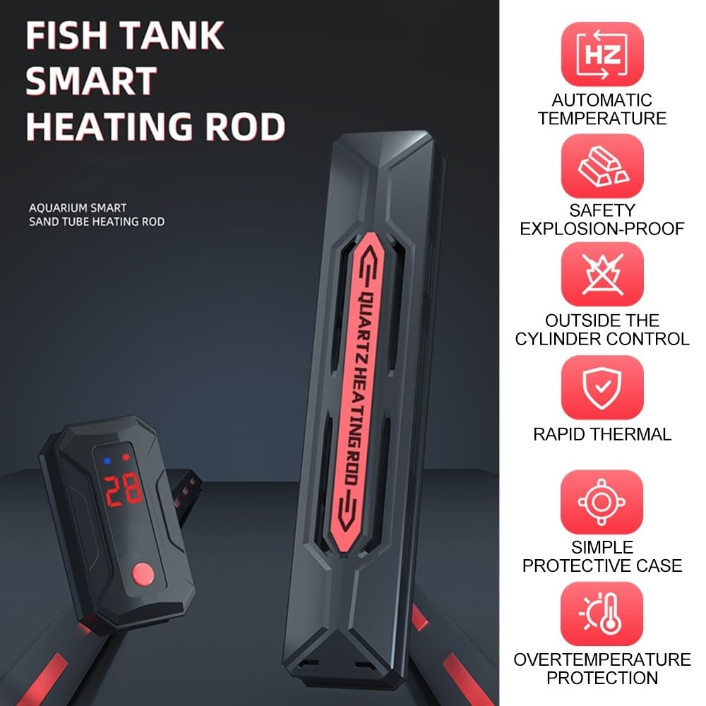 Calentador de acuario, 800W Smart Nano Digital Display Cuarzo Calentador Rod Fish Tank con cubierta de protección de temperatura constante para menos de 400L de agua salada y agua dulce