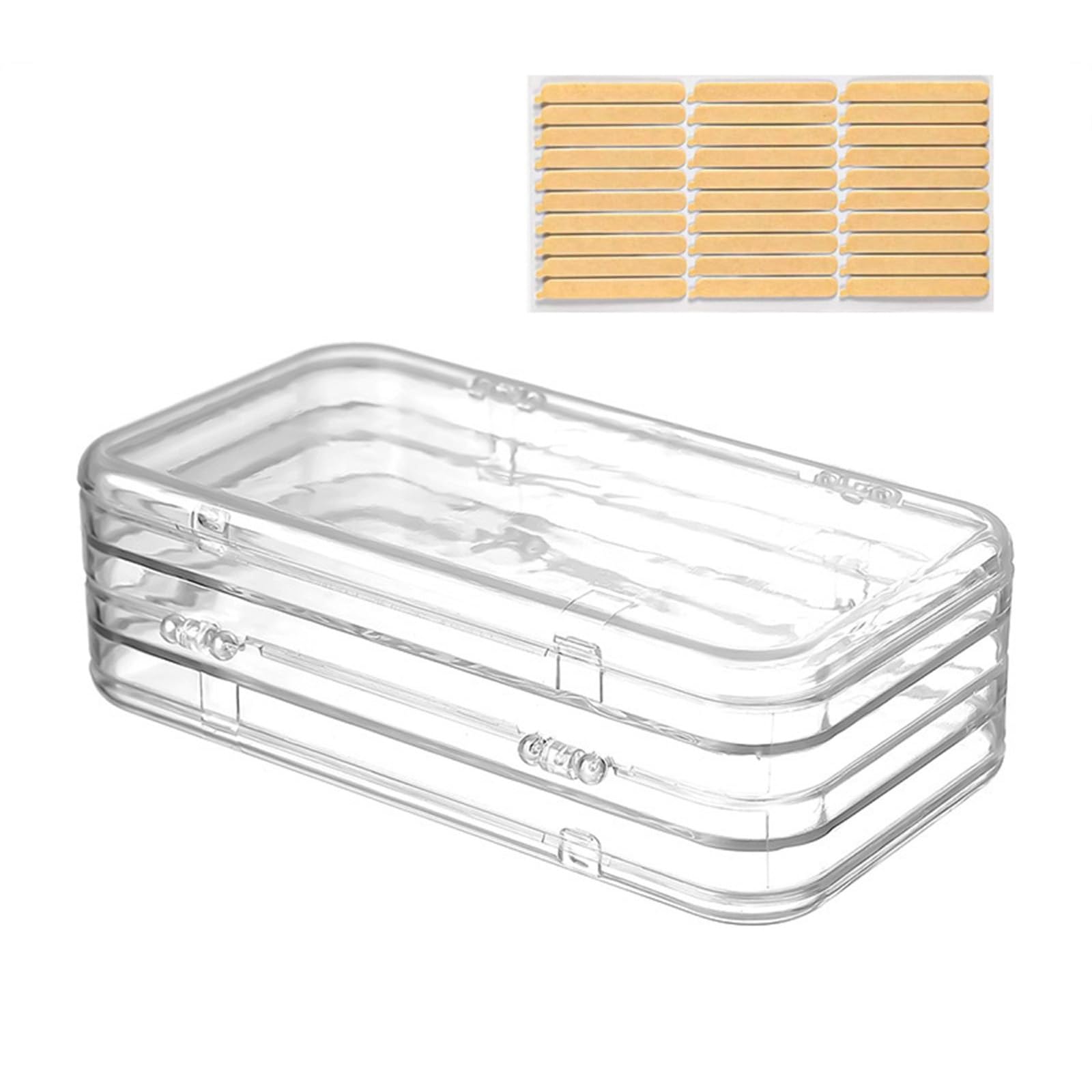 YROHGKPN Compact 3 Section Nails Care Storage Box Clear Organizers with Adhesive Tape Dustproof Cosmetic Container Sealed Dustproof Nails Tools Storage Case