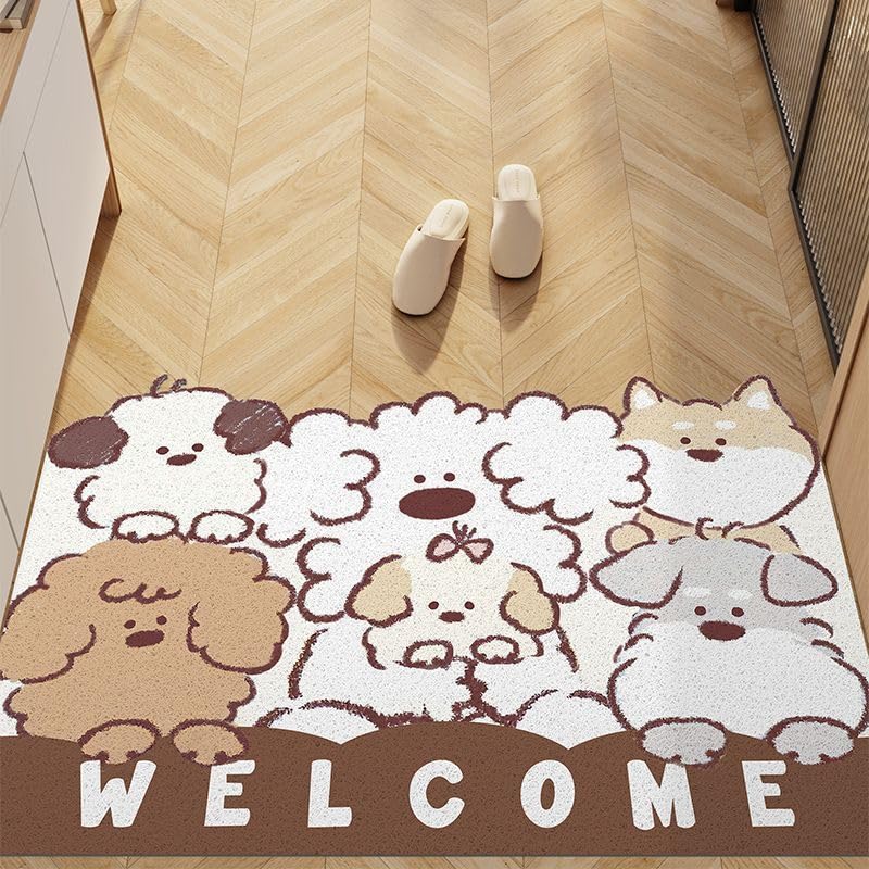 Tapis de bienvenue imprimé animal 50x80cm antidérapant en PVC lavable pour entrée