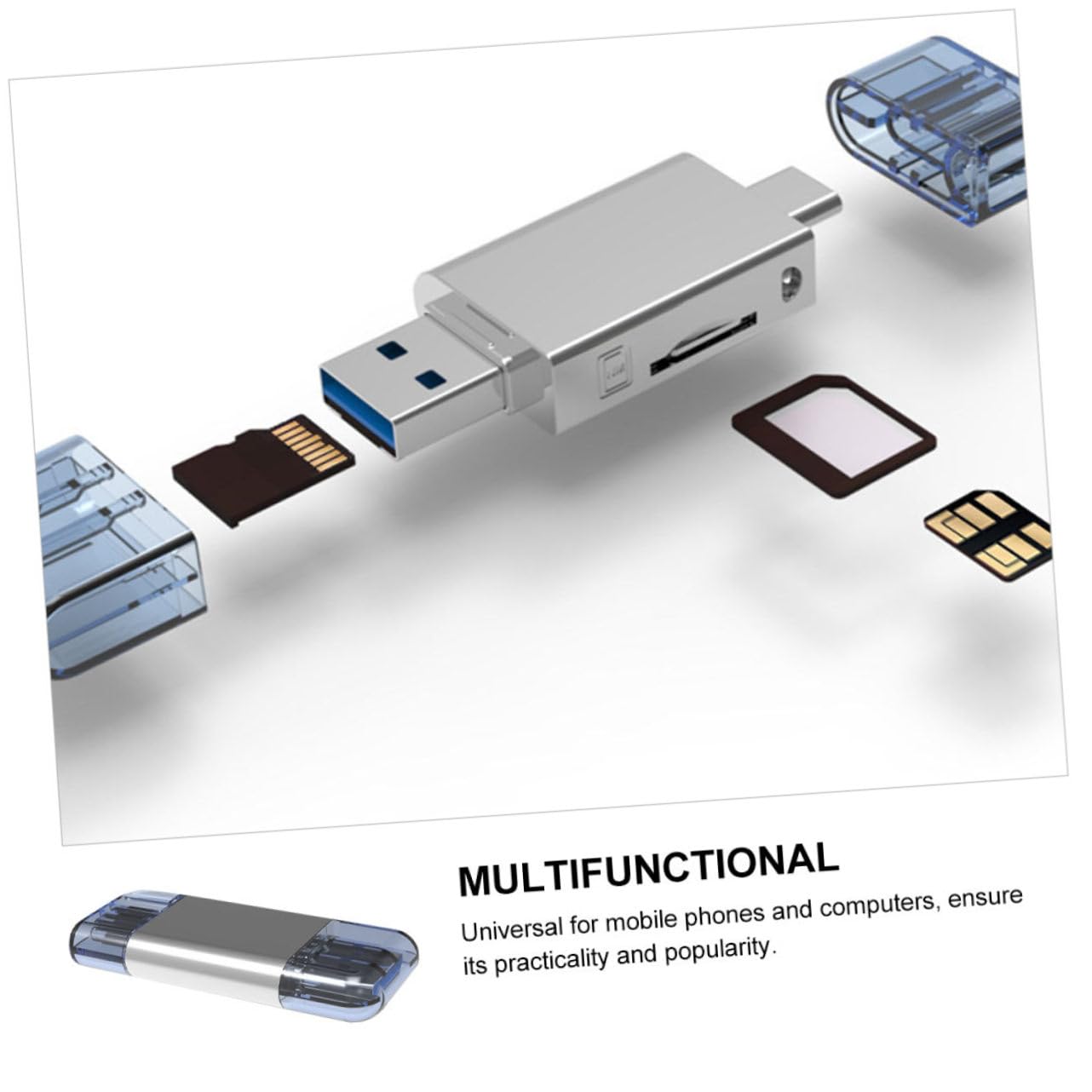 Lettore Schede Usb-c 3.0 in Lega di Zinco e Abs per Backup