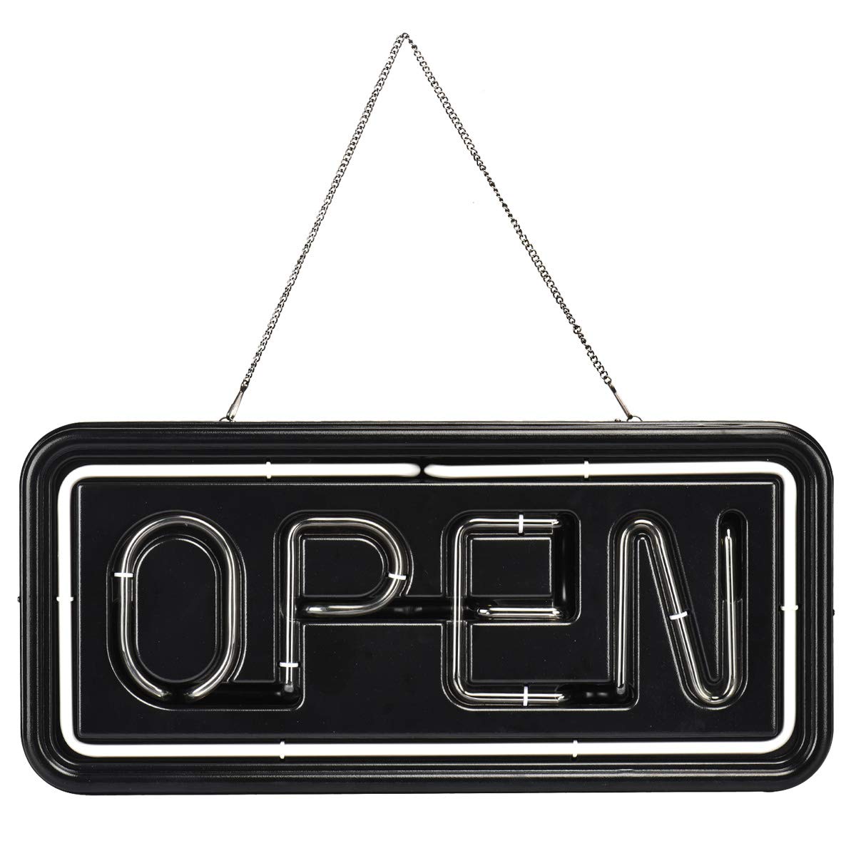 RECTANGULAR REAL GLASS BRIGHT NEON OPEN SIGN / LIGHT - NOT LED OPEN SIGNS - VIVID BRIGHT COLOR BIG FOR SHOP STORE BAR CAFE RESTAURANT BEER SALON BUSINESS