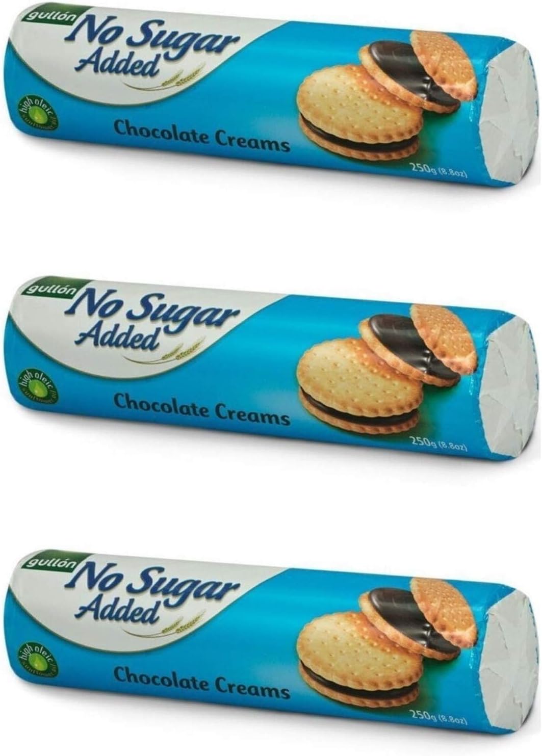 Sandwich Cookie Chocolate Cream, NO Sugar Added ‑ 8.8 oz 250g (Pack of 3)