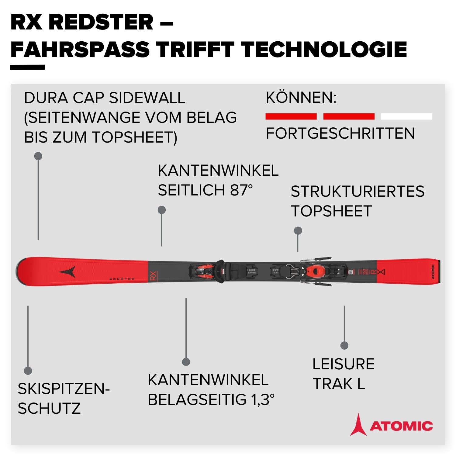 Atomic REDSTER RX Ski I Skier für Damen & Herren I Hochwertige Ski mit Bend-X Technologie für mühelose Schwünge I Mit Densolite Core für optimale Dämpfung