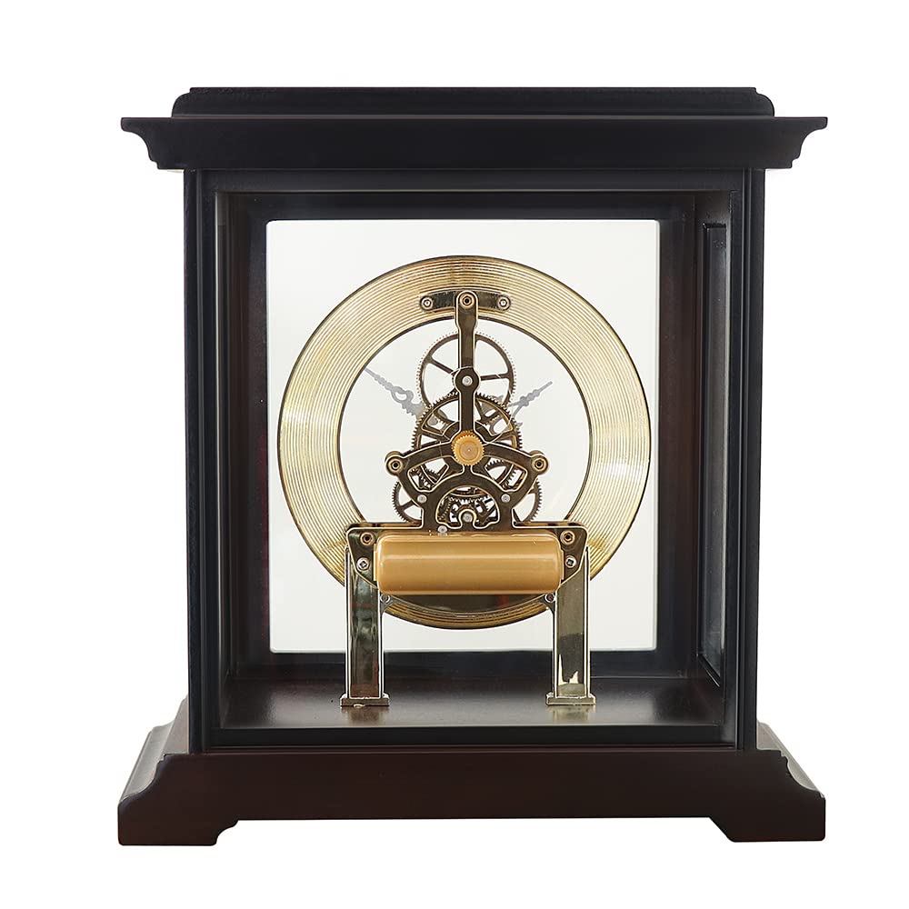 Prim Reloj de Mesa de diseño Elegante de Madera Oscura/Elegante, Motor a Paso de Cuarzo, Esfera Original, decoración de Mesa de Lujo, tamaño 220 x 280 x 180 mm, decoración de Lujo para salón,