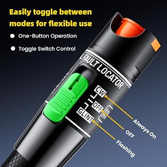 Visual Fault Locator,Fiber Optic Cable Tester Meter, Cable Test Equipment Suitable with 2.5 mm Universal Connector FC Male to LC Female Adapter for CATV Telecommunications