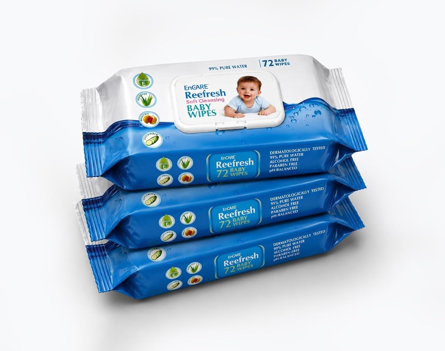 Baby Wipes with Aloe Vera and Vitamin E | Pack of 3 | Encare Reefresh | Reefresh Baby Wipes-image-28