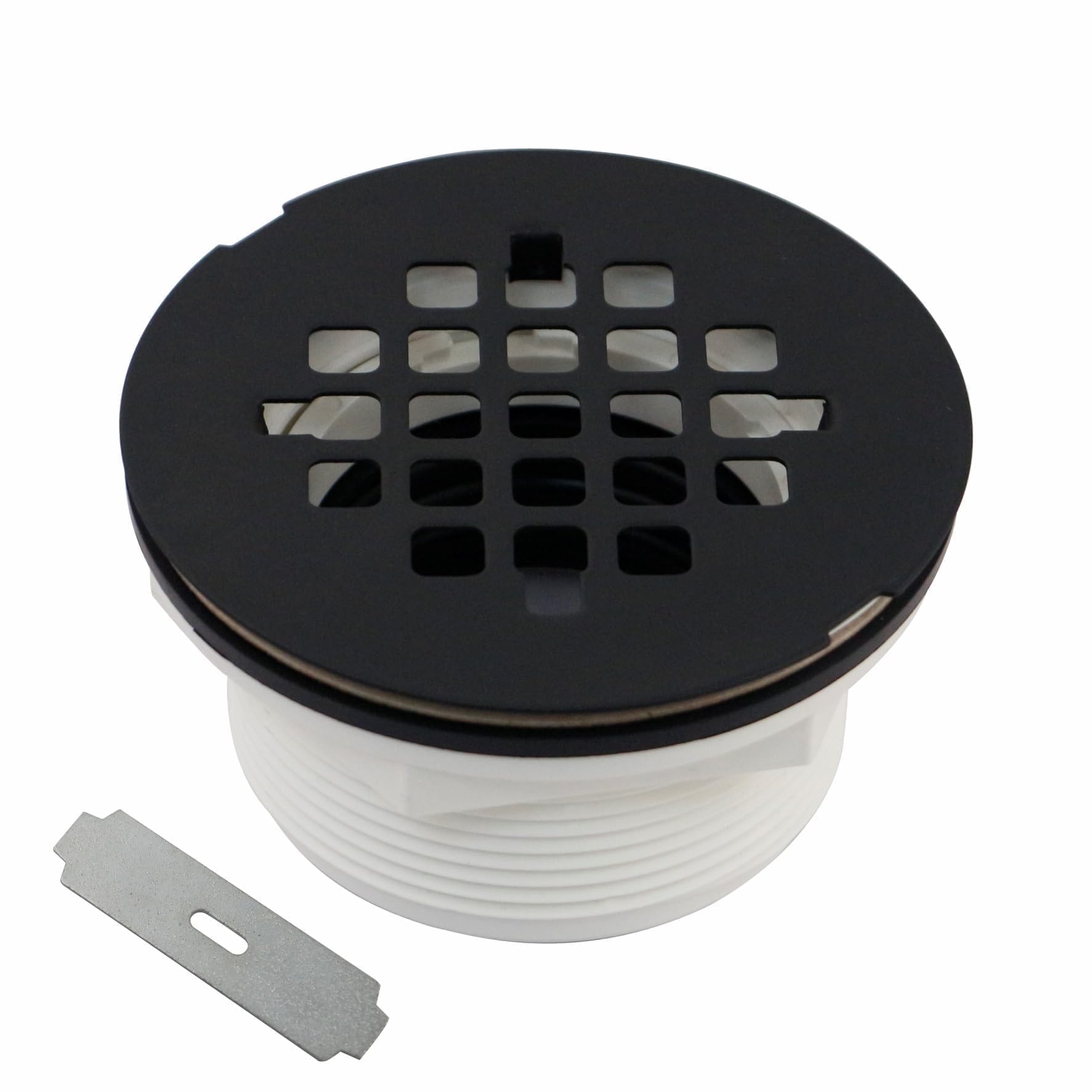 Kit de bonde de douche PVC noir WELSAN avec grille ronde clipsable de 11,4 cm