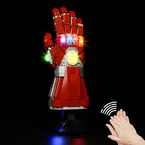 Luz LED para Lego Marvel Nano Gauntlet 76223 Iron Man Juego de luz de decoración compatible con Lego 76223, ilumina tu guantelete de Lego (sin