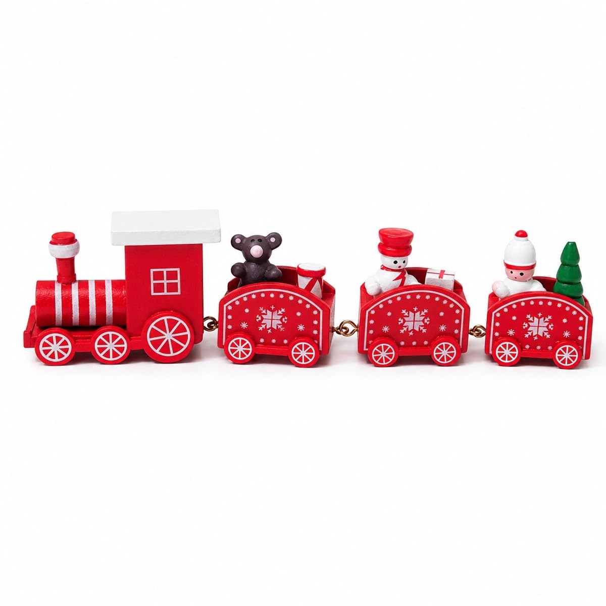 Handcrafted Wooden Christmas Train Set - Elegant Indoor Christmas Decorations & Holiday Ornaments for The Home, Classic Centerpiece for Mantel & Tabletop, Compatible (red)