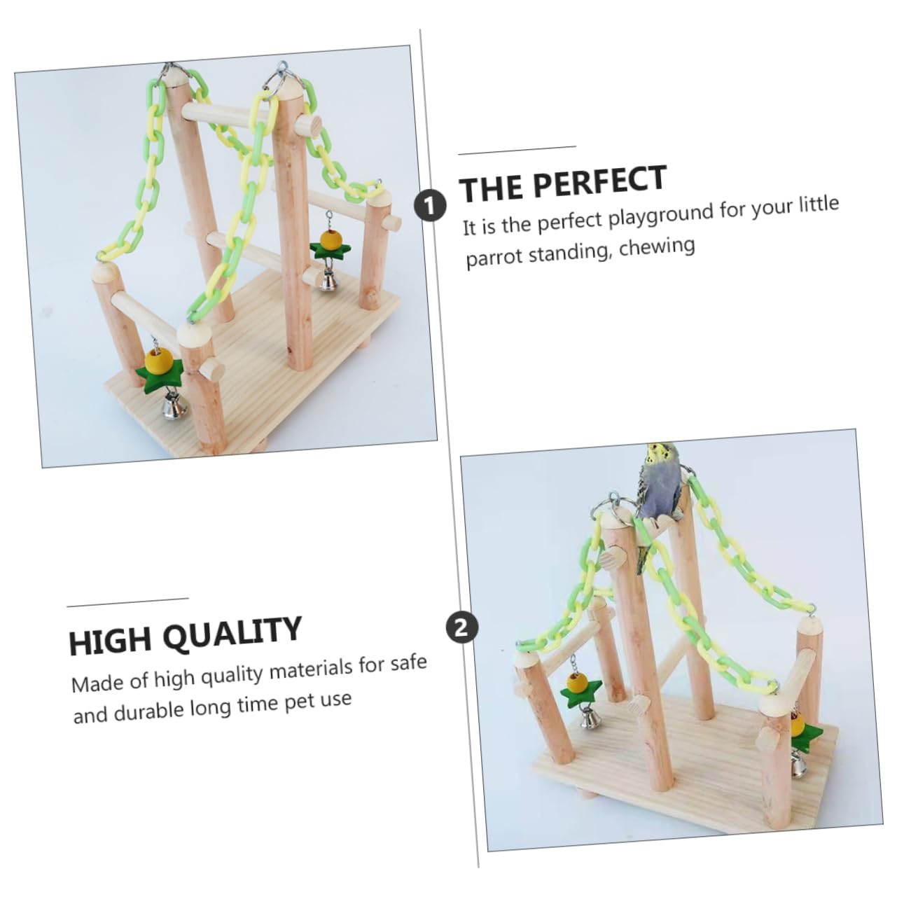 GALPADA 1 Set Parrot Stand Rack Wooden Bird Climbing Ladder for Training Enhances Mood Health for Parrots Birds Selection Random Color