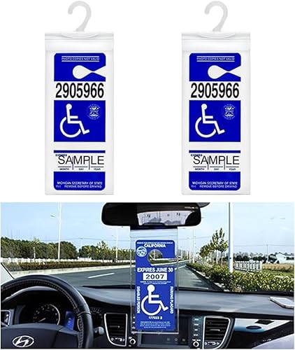 Miniatura 7 de 4 soportes portátiles para discapacitados, ultra transparente, funda protectora para permiso de estacionamiento para discapacitados con gancho